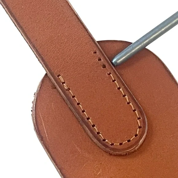 Wide Leather Belt in Cognac Brown Structural 90s Size L - Picture 8 of 17